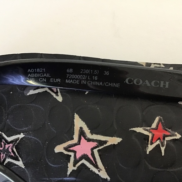 COACH ABBIGAIL BLACK STAR PATTERN FLIP FLOPS 5/6 - Picture 4 of 12